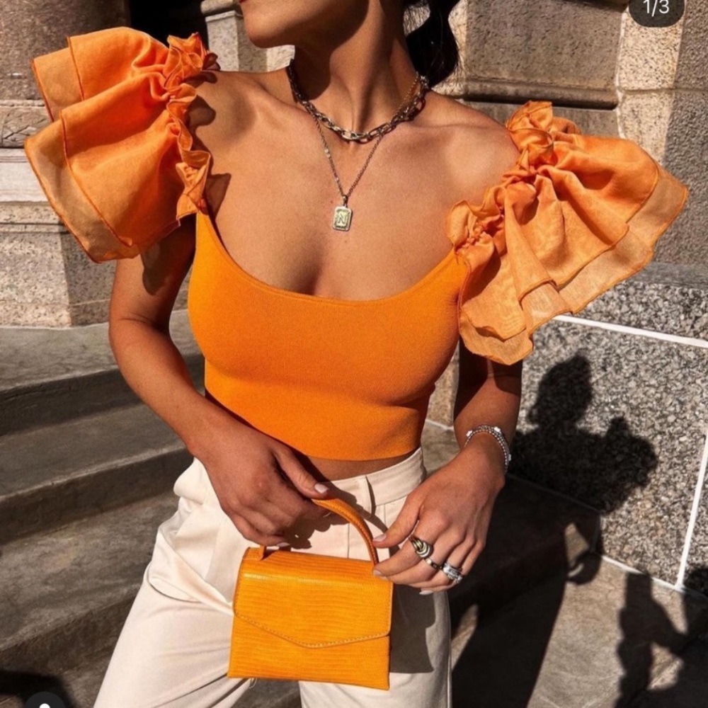 Zara organza orange top